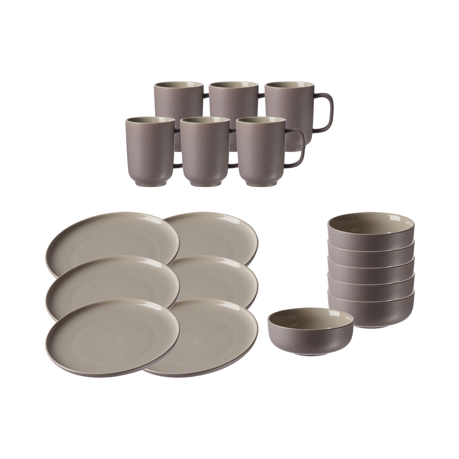 FRÜHSTÜCKSSERVICE Jasper taupe 18er Set - Taupe, Keramik (2/2/2cm) - Ritzenhoff Breker