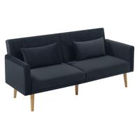 SCHLAFSOFA mit verstellbaren Rückenlehnen und Armlehnen - Dunkelblau, Holzwerkstoff/Textil (75/82/180cm) - Urban Meuble