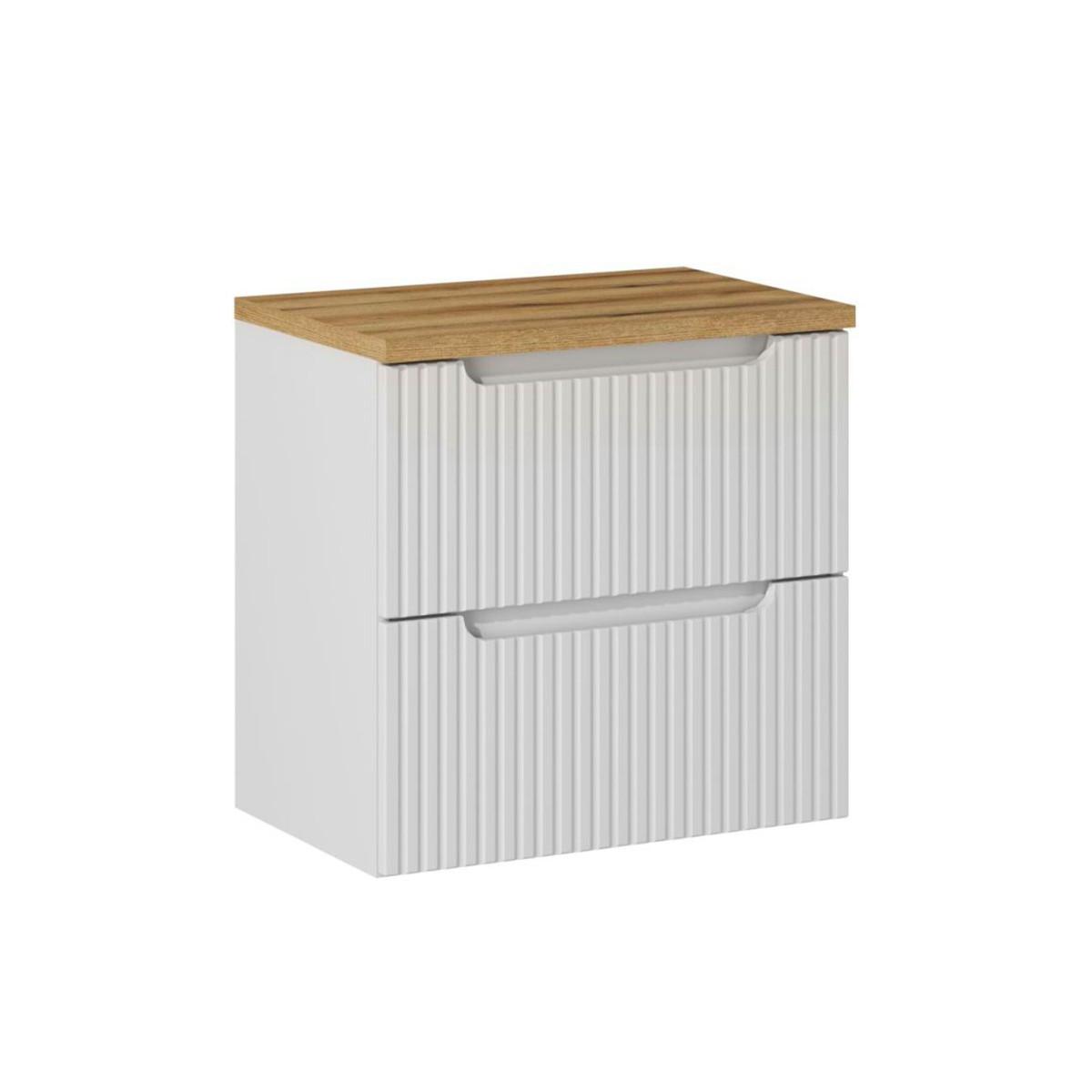 WASCHTISCHUNTERSCHRANK 60.4cm Riva Weiß und Holz - Weiß, Holzwerkstoff (60.4/59/40cm) - Petits-meubles