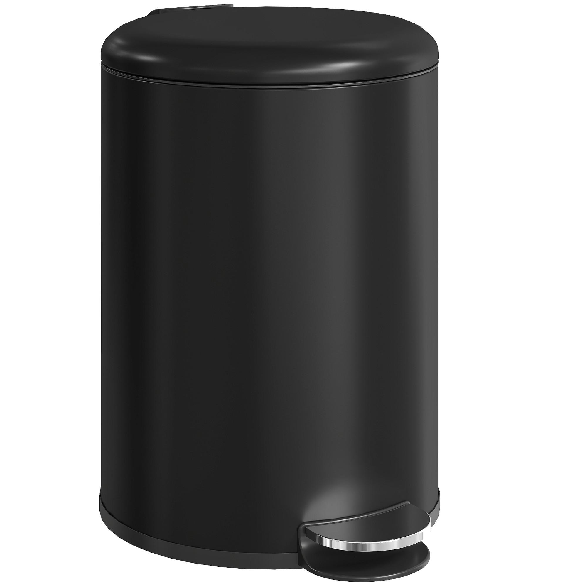TRETEIMER 20L mit Soft-Close Deckel Schwarz - Schwarz, Kunststoff (30/44/36cm) - HOMCOM