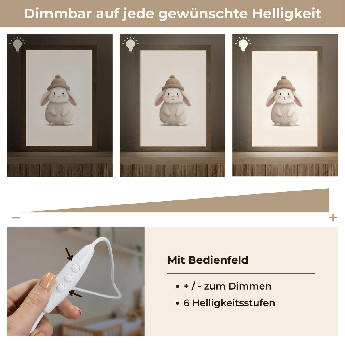 NACHTTISCHLAMPE Kaninchen - Hut - Ohren - Beige 20x30 cm - Creme, Holzwerkstoff (8/20/30cm) - OnlyWow