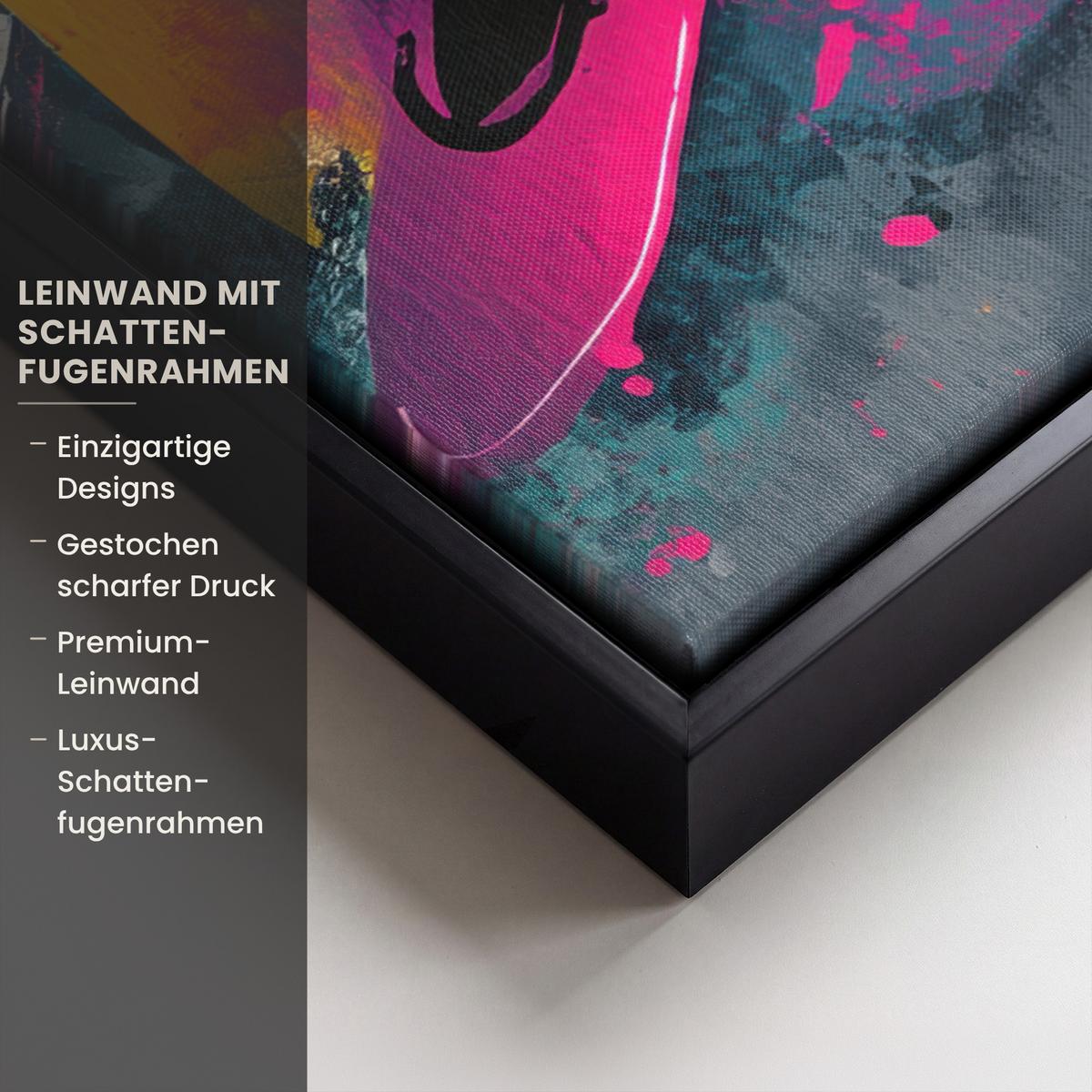 LEINWAND Bilder mit Rahmen - Abstrakt - Graffiti - Farbenfroh - Farbspritzer - 50x50 - Multicolor, Textil (50/50cm) - MuchoWow