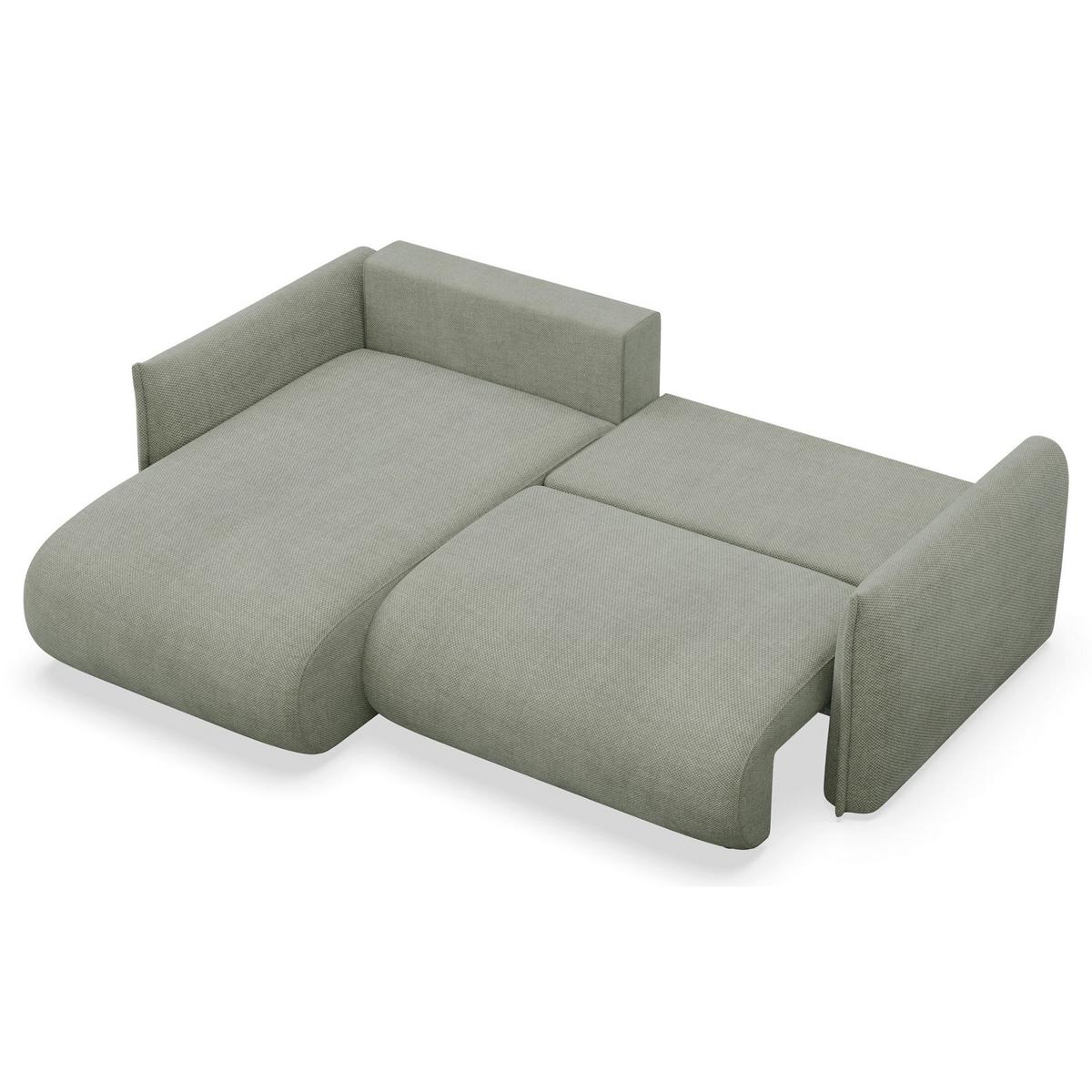 ECKSOFA Cushi Salbeigrün-Chenille - Schwarz/Hellgrün, Kunststoff/Textil (252/183cm) - Selsey