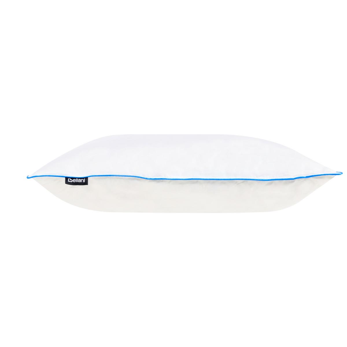 KOPFKISSEN Weiß Hoch 80/80 cm Aneto - Blau/Weiß, Naturmaterialien (80/80cm) - Beliani