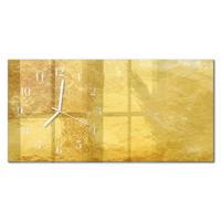 WANDUHR aus Glas 60x30 cm - Metallische Textur - Gelb, Glas (60/30/0.4cm) - TULUP