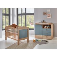 BABYZIMMER SET Roofy 2-tlg. Soft-Close - Salbeigrün/Eichefarben, Leder/Holz (1/1/1cm) - arthur berndt