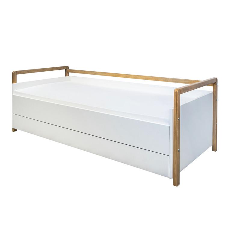BETT Weiß und Holz - Weiß, Holzwerkstoff (80/180cm) - Petits-meubles