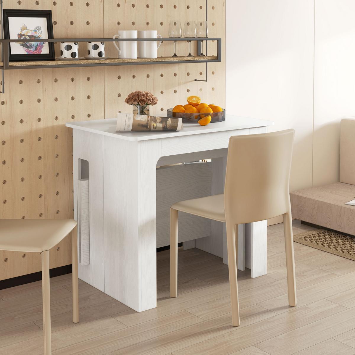 ESSTISCH Ausziehbar Küchentisch Esszimmertisch für bis 6 Personen 60-180x85 cm - Weiß, Holzwerkstoff (180/85/75cm) - HOMCOM