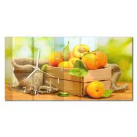 WANDUHR aus Glas 60x30 cm - Aprikosen - Gelb, Glas (60/30/0.4cm) - TULUP