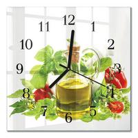 WANDUHR aus Glas 30x30 cm - Basilikumöl - Multicolor, Glas (30/30/0.4cm) - TULUP