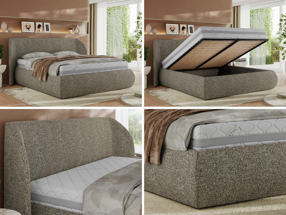POLSTERBETT CAELA CLASSIC 140/200 - Grau Strukture - Pocket-Matratze - Grau, Textil (140/200cm) - MKS
