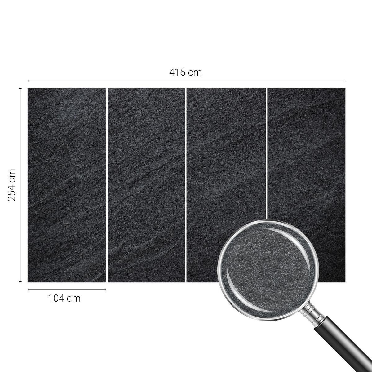 FOTOTAPETE 416x254 cm - Steine Eleganz - Schwarz, Textil (416/254cm) - Wallfluent