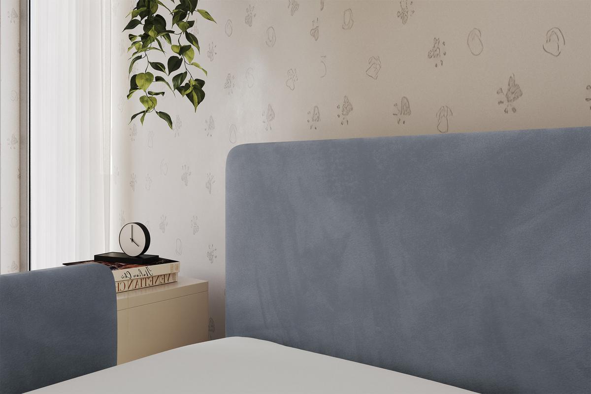 EINZELLBETT Jugendbett mit Bettkasten, Rechts - NORY 100x200 Grau - Blaugrau, Holzwerkstoff/Textil (100/200cm) - ALTDECOR