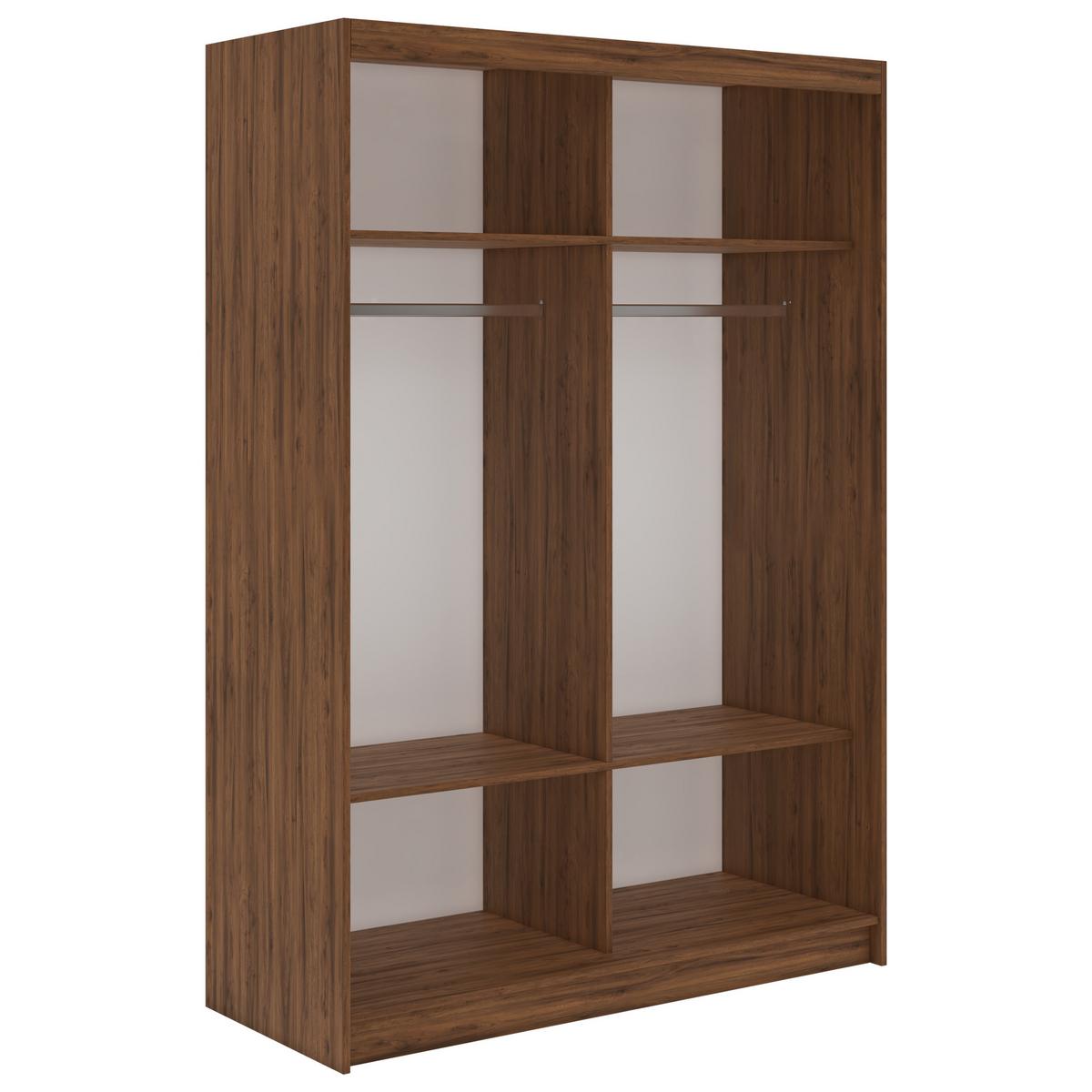 SCHWEBETÜRENSCHRANK 150 - VERONA - Warmia Walnuss mit Spiegel - Walnussfarben/Alufarben, Holzwerkstoff/Metall (150/216/61cm) - MKS