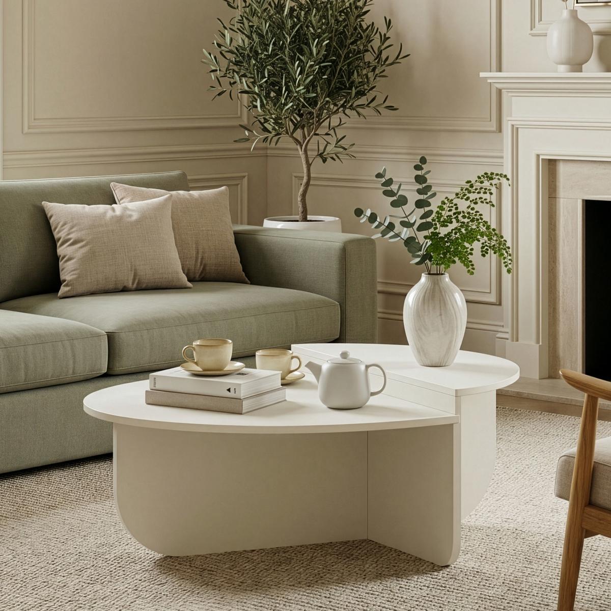 COUCHTISCH Tondesdaslo 90/90/35 cm - Weiß, Holzwerkstoff (90/90/35cm) - [en.casa]