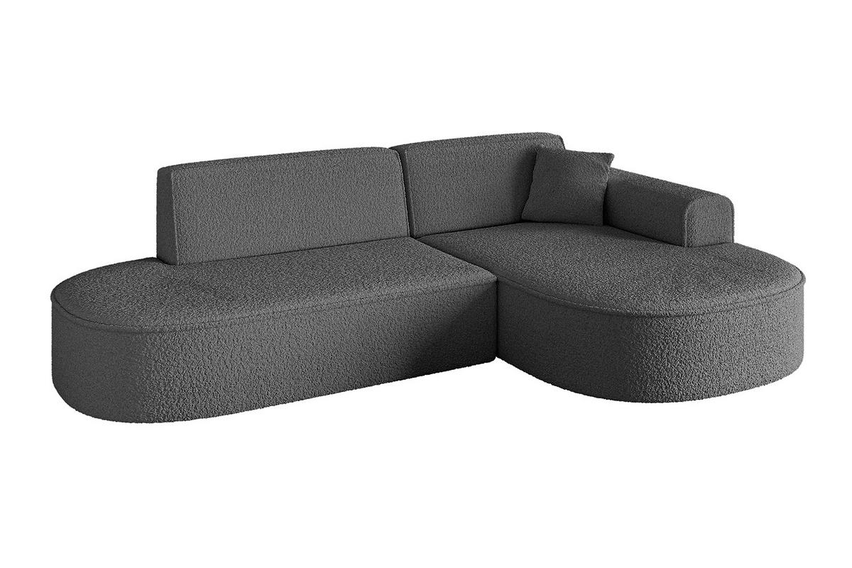 ECKSOFA Ottomane Rechts MARI-L1 - 243x171x79 cm Grau Bouclé - Schwarz/Grau, Holzwerkstoff/Kunststoff (234/163cm) - ALTDECOR
