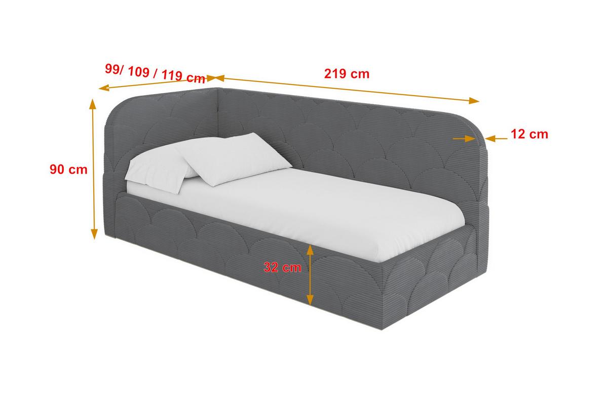 EINZELLBETT Jugendbett mit Bettkasten, Rechts - ELRY 100x200 Dunkelgrau - Schieferfarben, Holzwerkstoff/Textil (100/200cm) - ALTDECOR