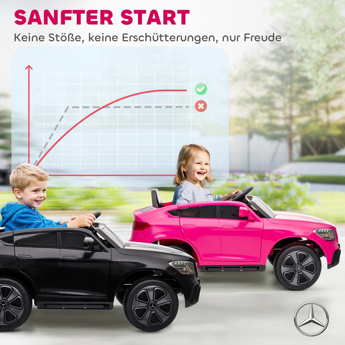 KINDER-ELEKTROAUTO 12V Kinderauto mit 2,4 GHz Fernbedienung, Hupe, Rosa - Rosa, Kunststoff (105/68/50cm) - AIYAPLAY