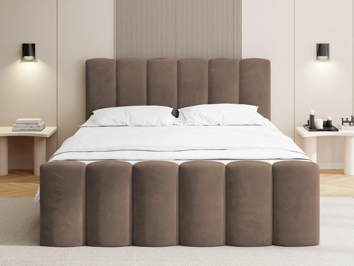 BOXBETT Serenity mit Bettkasten, Samt Braun 180x200 cm – inkl. H4 Taschenfederkern Matratze & Foam Topper - Schwarz/Braun, Holz/Holzwerkstoff (180/200cm) - WFL GROUP