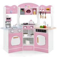 ECK-SPIELKÜCHE Pink - Pink, Holzwerkstoff (105/95/30cm) - COSTWAY
