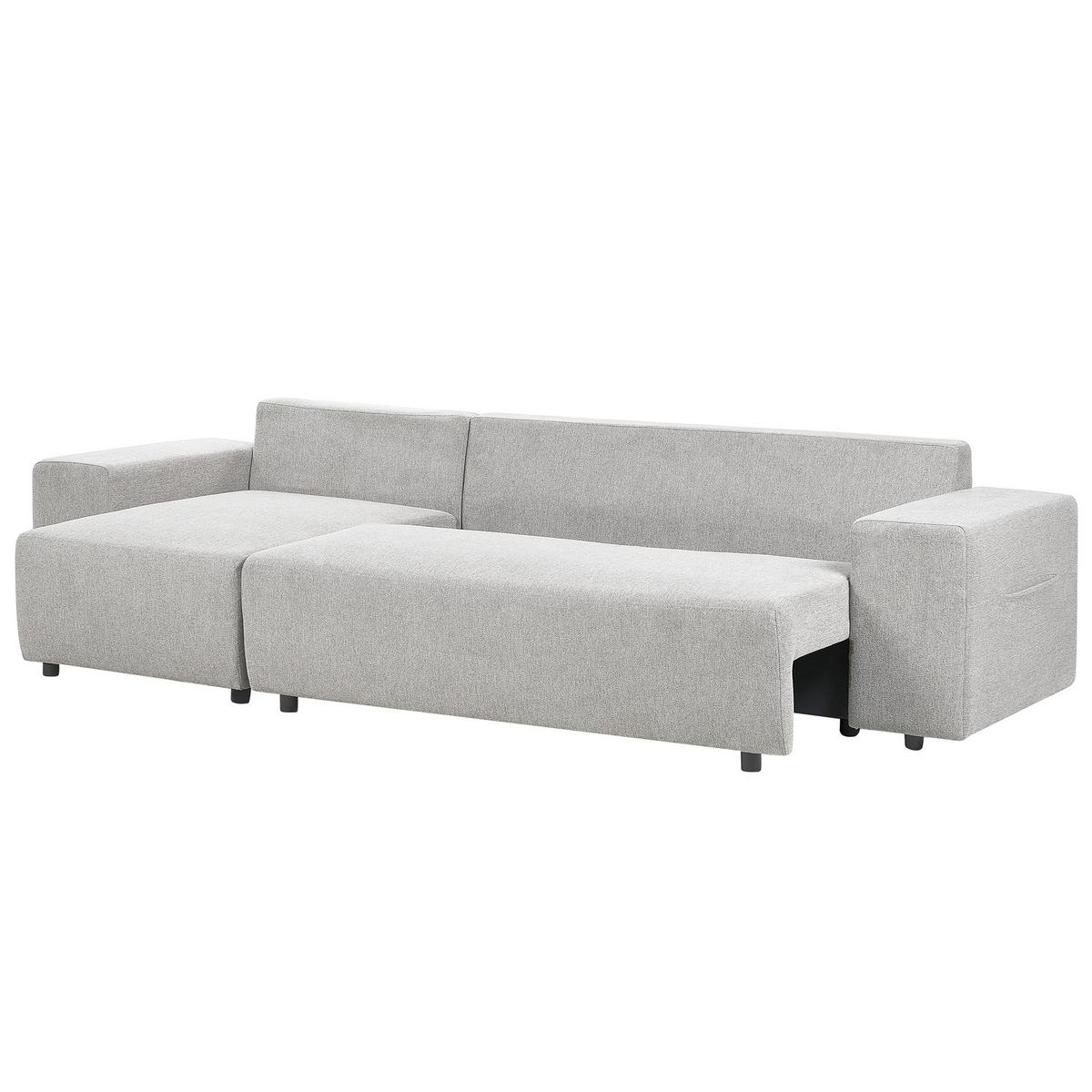 3-SITZER-ECKSOFA hellgrau linksseitig mit Schlaffunktion Stauraum Luspa - Schwarz/Grau, Textil (294/130cm) - Beliani