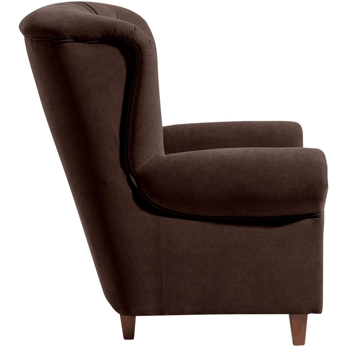 HOCHLEHNSESSEL Katrin Bezug Veloursstoff Buche nussbaum dunkel / braun - Braun, Kunststoff (91/98/90cm) - 58aufmkessel