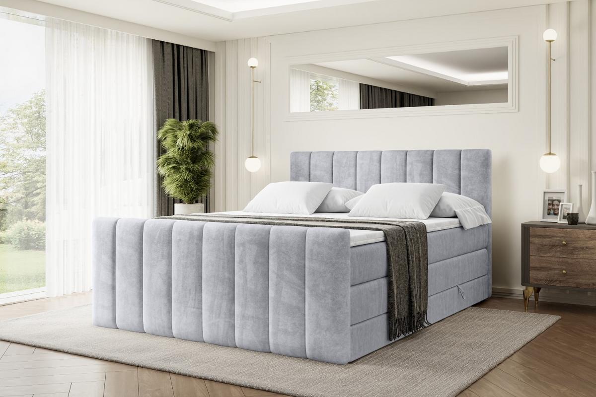BOXSPRINGBETT OTTA-Z KING - 180x200 - H3/H4 - Hellgrau - Hellgrau, Holzwerkstoff (180/200cm) - ALTDECOR
