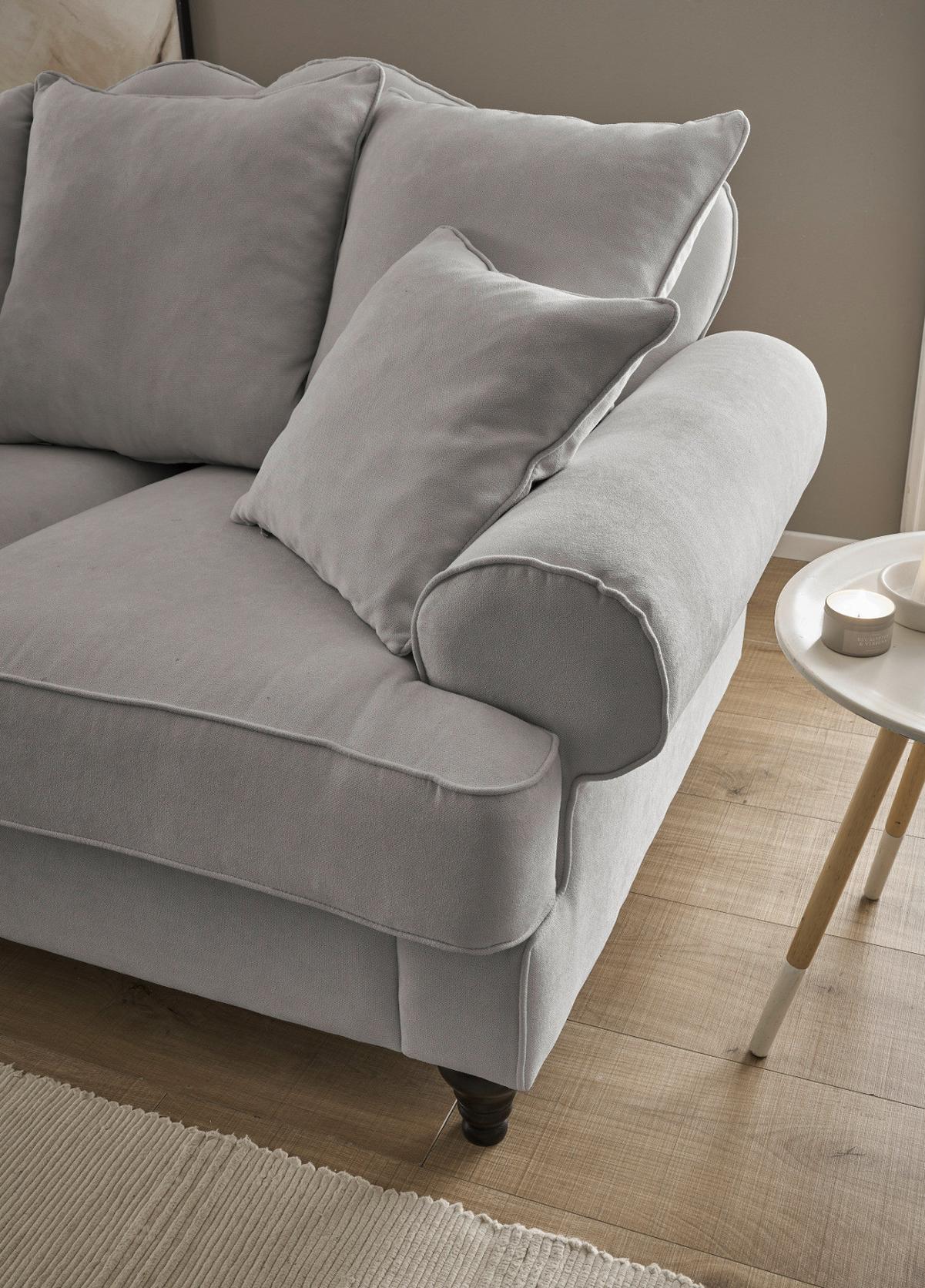 SOFA hellgrau Landhaus, Couch 2-Sitzer 170 cm - Hellgrau, Holz/Textil (170/95/100cm) - Furn.Design