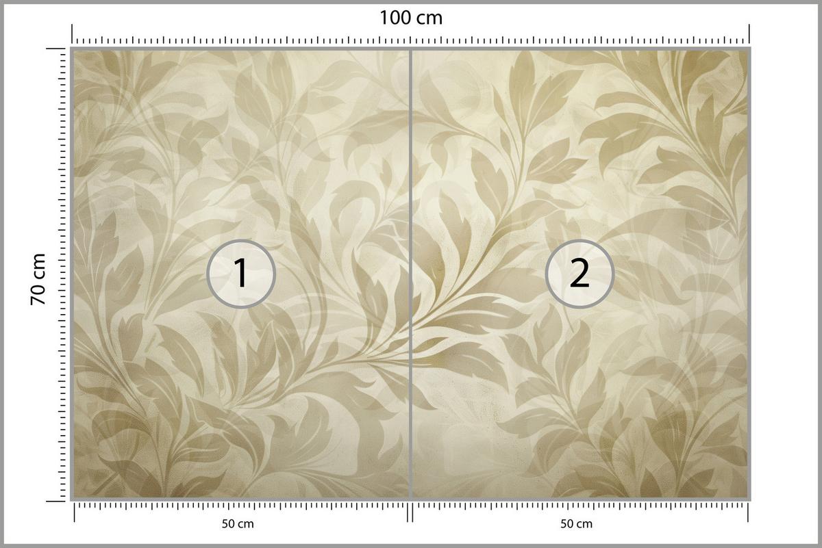 FOTOTAPETE für Schlafzimmer Blätter Pflanzen Natur 100x70 - Beige/Braun, Papier (100/70cm) - Muralo