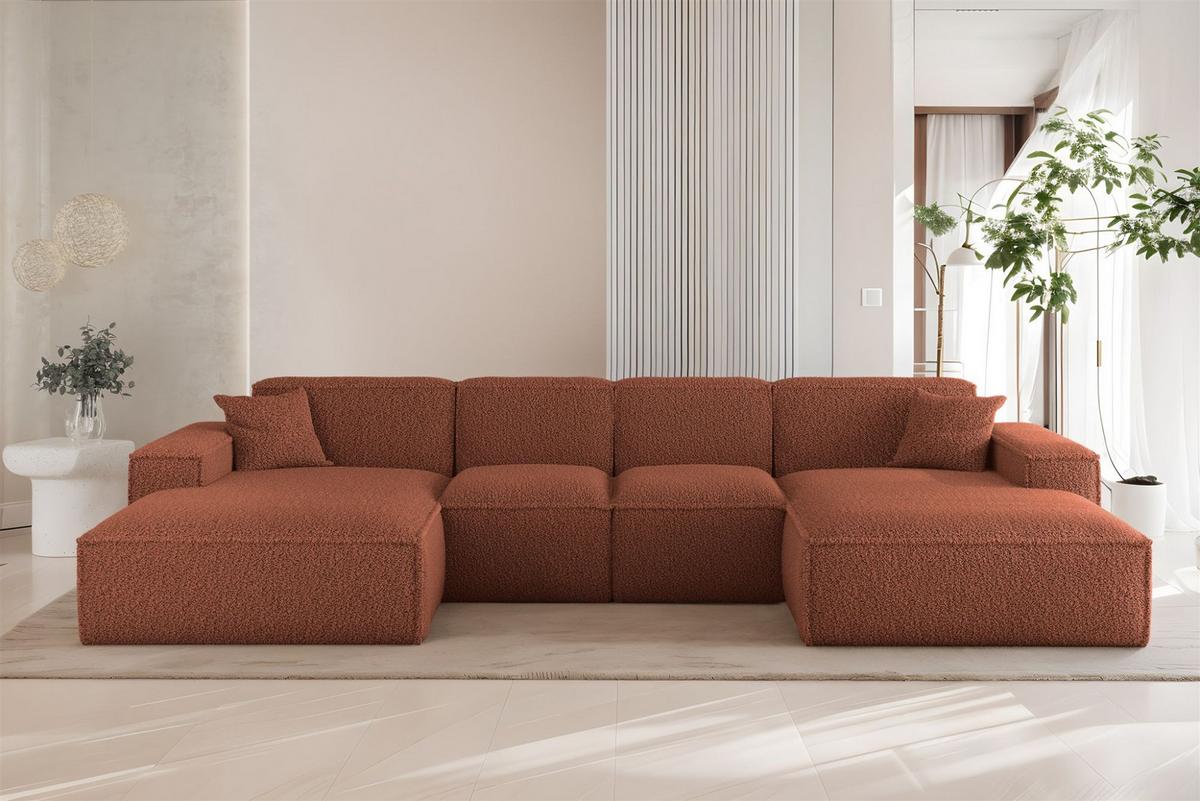 WOHNLANDSCHAFT Celes Premium Xs Sven - Rotbraun, Holzwerkstoff/Textil (342/73/165cm) - Fun Möbel