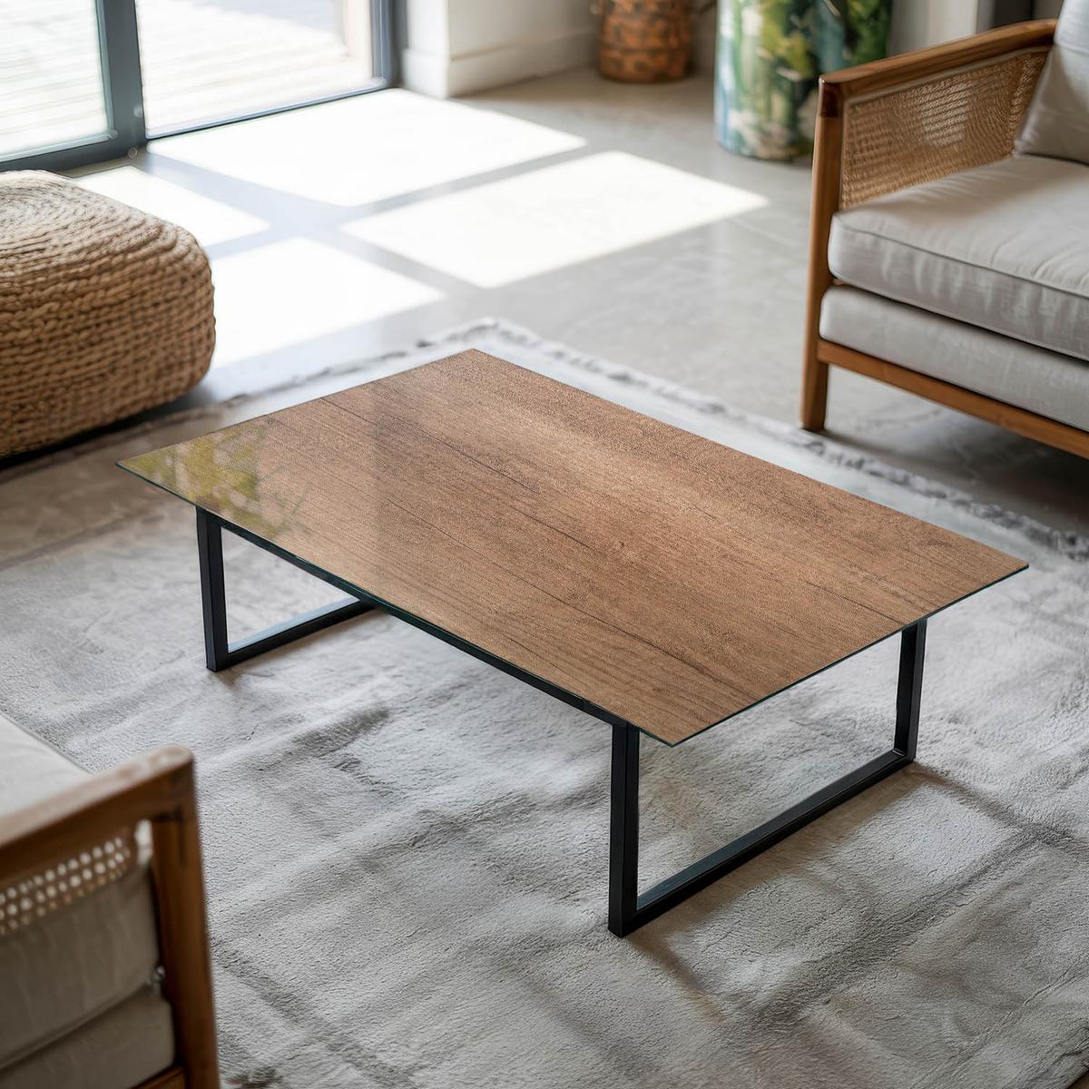 TISCHPLATTE 120x80 cm Natürliche Holzmaserung - Braun, Glas (0.4/120/80cm) - TULUP