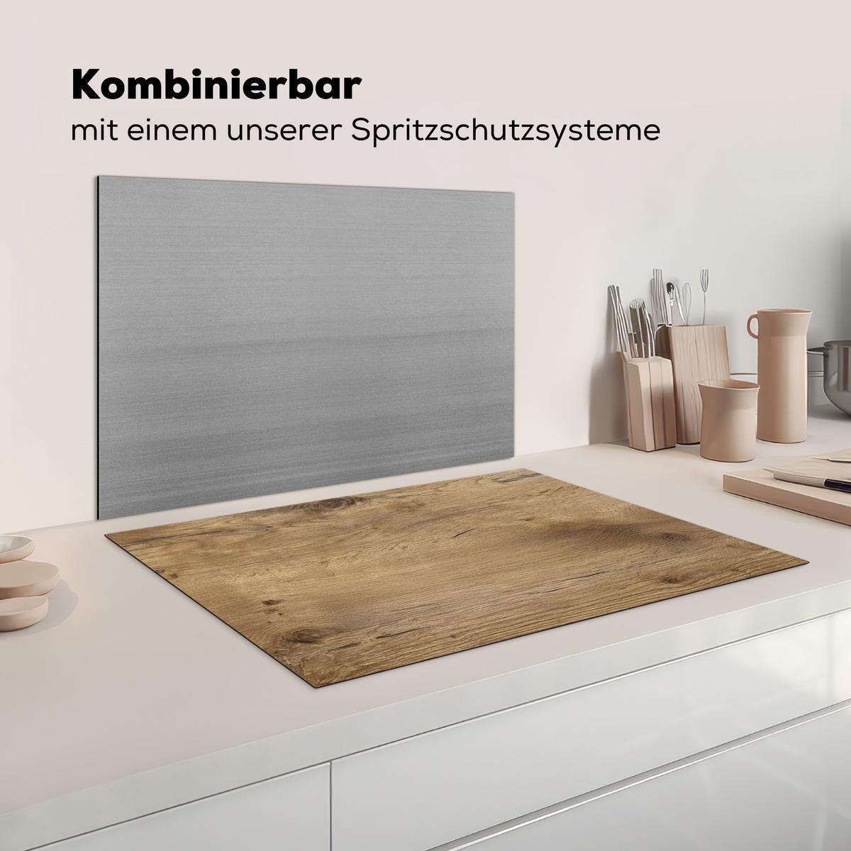 HERDABDECKPLATTE Holz - Braun - Holzoptik Induktionsmatte 77x51 cm - Eichefarben, Kunststoff (77/51/0.2cm) - MuchoWow