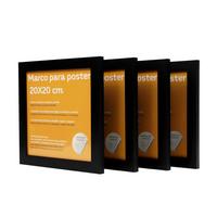 RAHMEN Set mit 4 aus MDF und Acrylglas Schutz und Aussteller für Fotografien, Bilder, Poster, Gemälde, Dekoration für Haus Farbe Schwarz 20X20 cm - Schwarz, Holz (20/3cm) - Nacnic