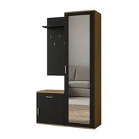 GARDEROBENSCHRANK Magnola Artisan Schwarz 100/180,5/35 cm – Modern, mit Spiegel und viel Stauraum - Hellbraun/Schwarz, Holzwerkstoff/Kunststoff (100/180.5/35cm) - AX Living