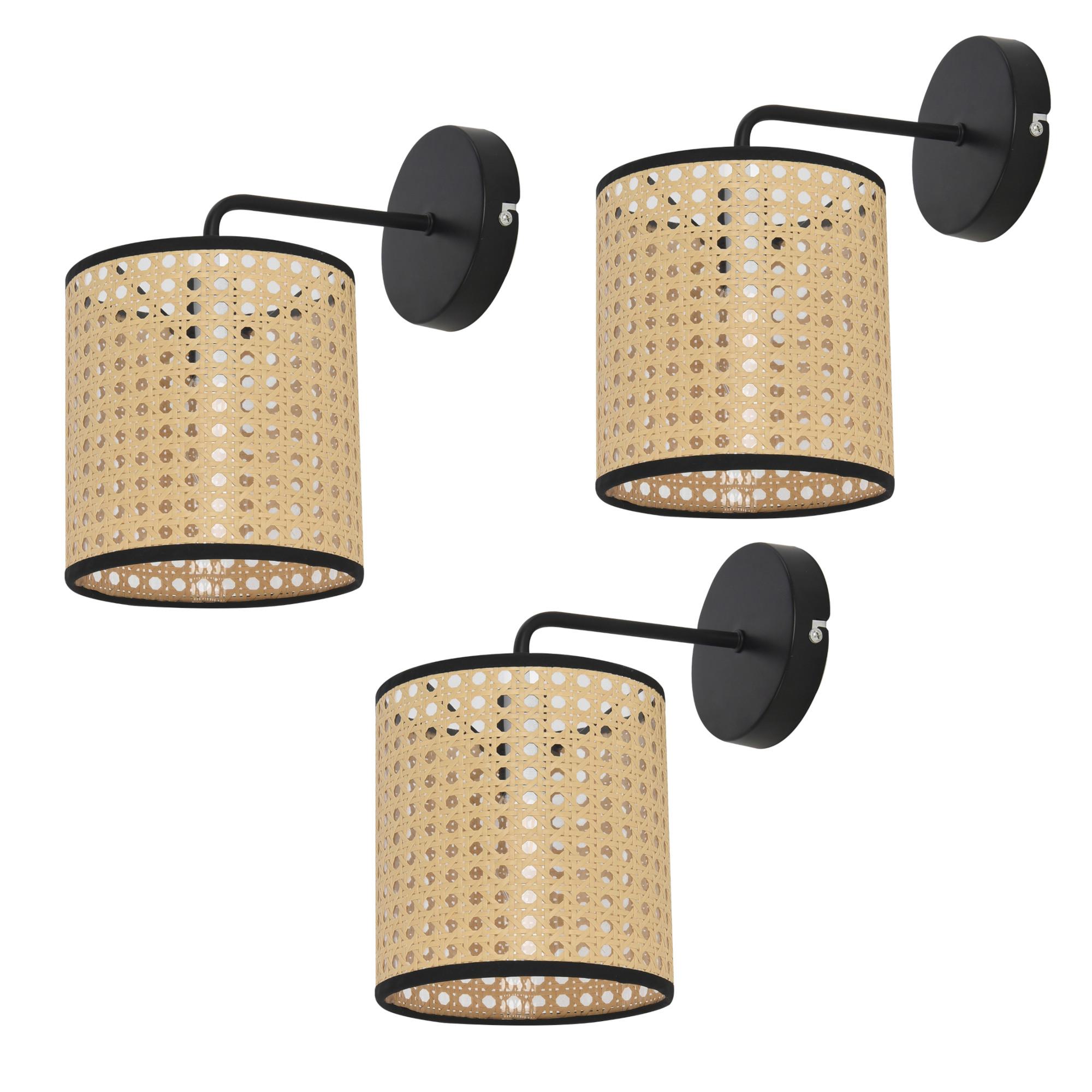 WANDLEUCHTE-SET 3 TLG. Southend - Beige/Schwarz, Kunststoff/Metall (16/17/25cm) - lux.pro