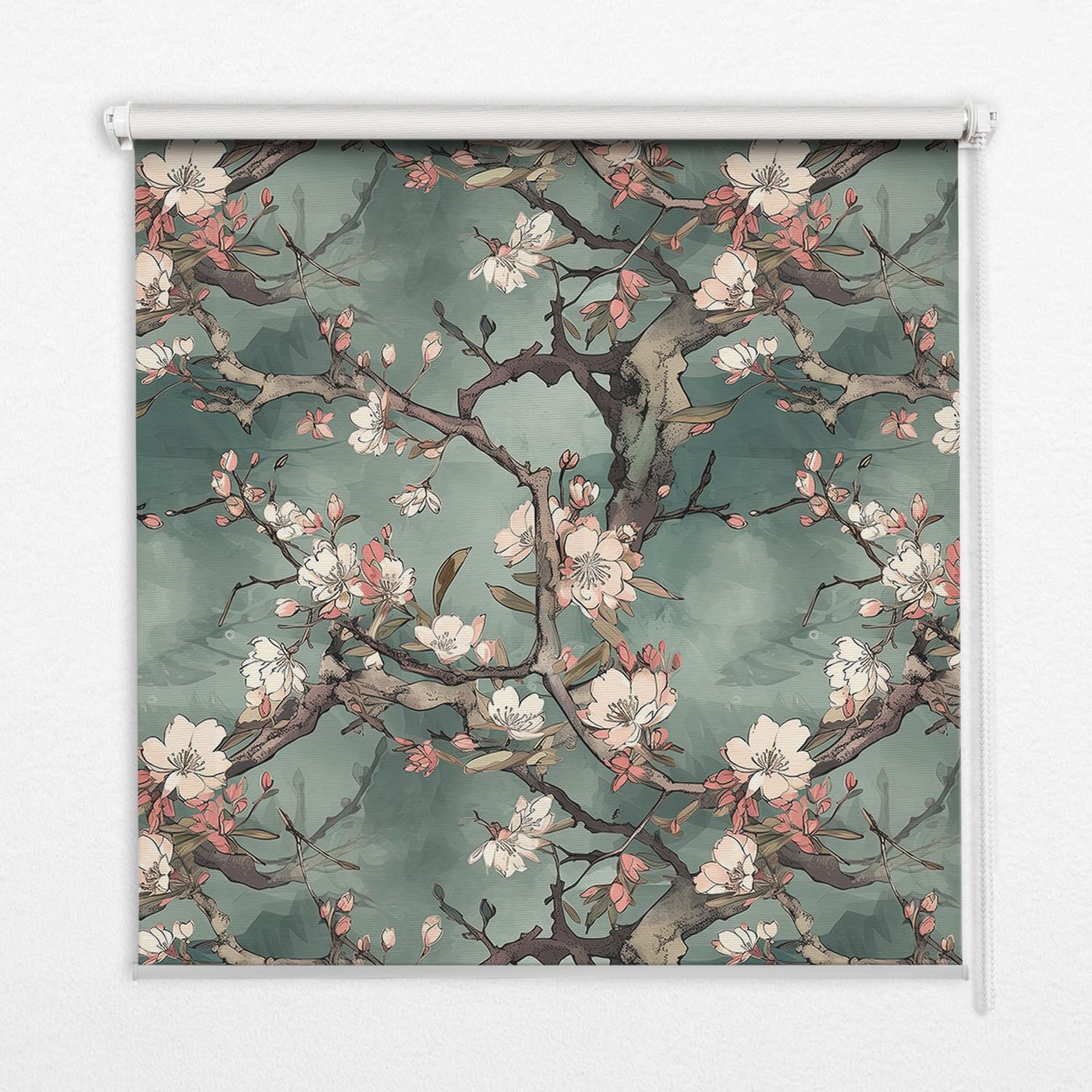 INNENROLLO - Fensterrollo - Rollo - 90x140 cm - Blumen am Baum - Grau, Kunststoff (90/140/0.5cm) - TULUP