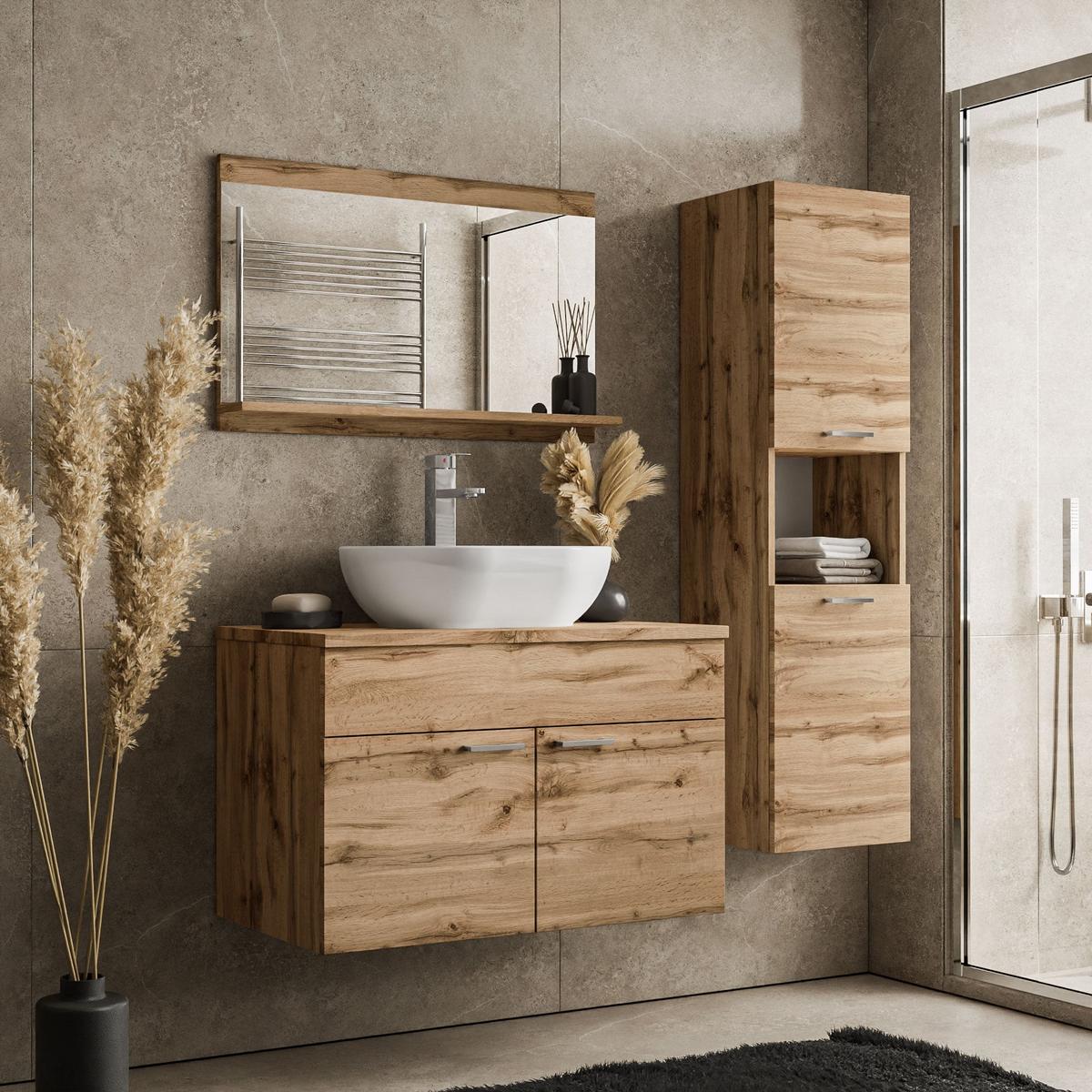 WASCHBECKENUNTERSCHRANK Colorado 2 Schubladen Eiche - 80 x 46 x 52 cm - Eichefarben, Holz (80/52/46cm) - Badplaats