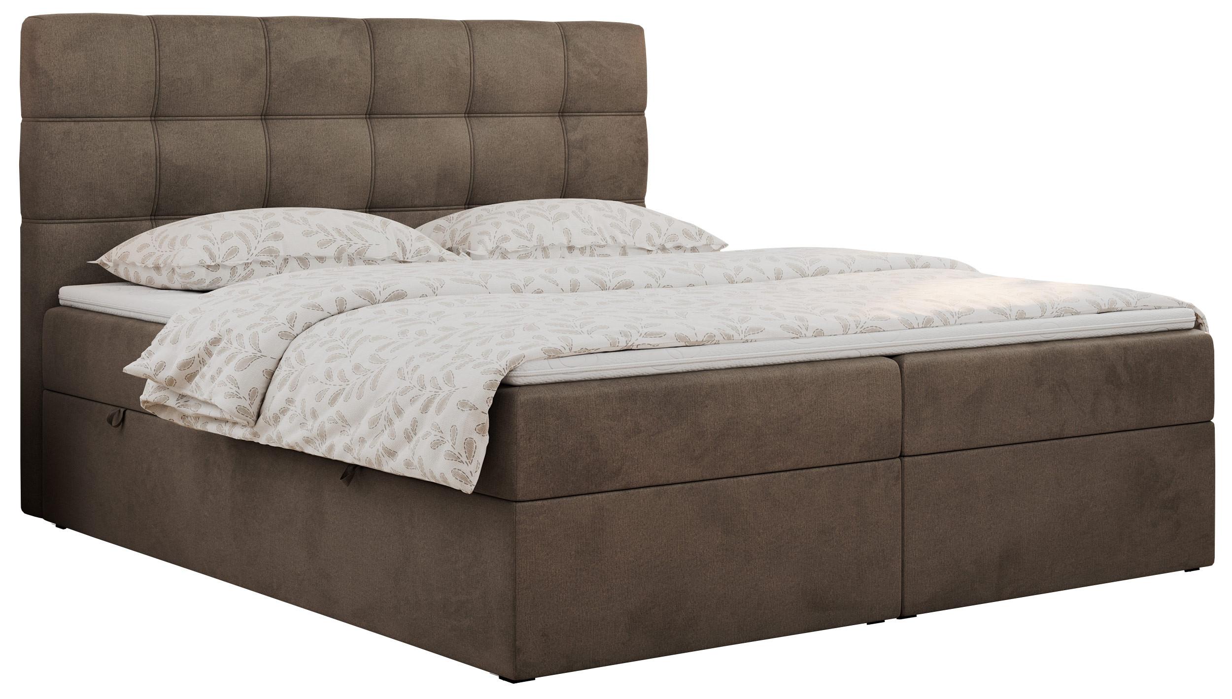 BOXBETT ERNI 200/200 - Braun Velvet - H3 - Braun, Holz/Textil (200/200cm) - MKS