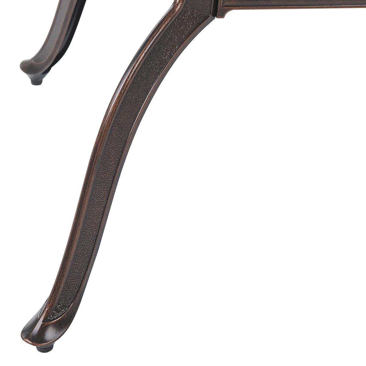 GARTENTISCH Aluminium dunkelbraun 102 cm Salento - Dunkelbraun, Metall (102/102/72cm) - Beliani