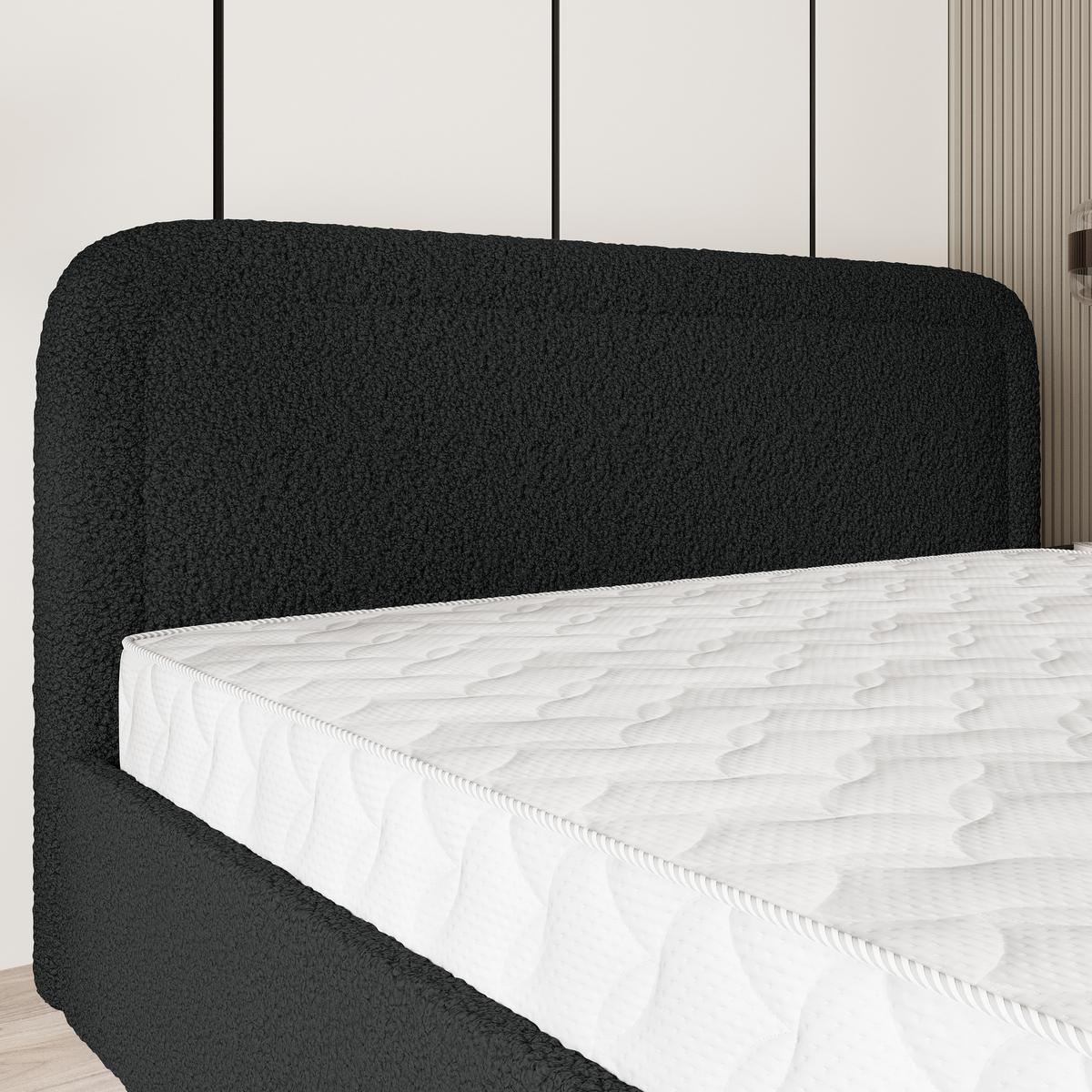 POLSTERBETT BENIRA Q 180x200 cm mit Bettkästen - Schwarz - Schwarz, Holz (180/200cm) - MASSENO