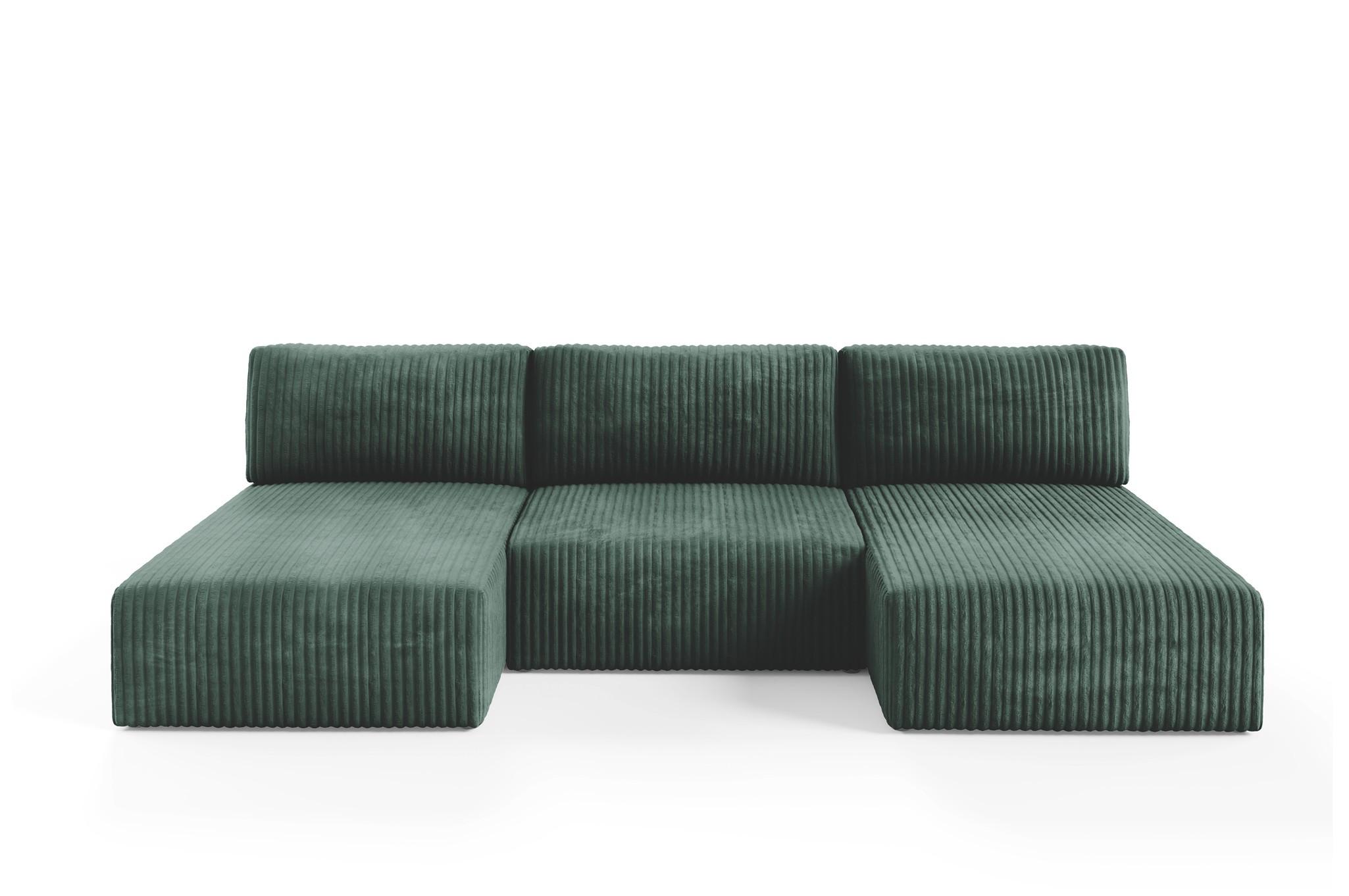 WOHNLANDSCHAFT Natalia - Grün, Holzwerkstoff/Textil (304/85/149cm) - Fun Möbel