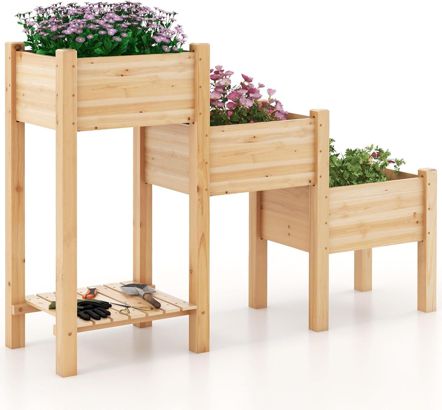 HOCHBEET Holz - Apfelbaumfarben, Holz (161/104/43cm) - COSTWAY