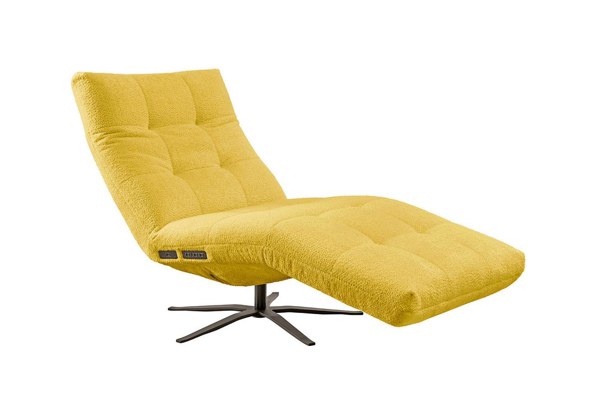 RELAXLIEGE LETICIA Gelb Flachgewebe Relaxfunktion, Drehbar (360°) - Gelb/Schwarz, Textil/Metall (82/115/156cm) - KAWOLA