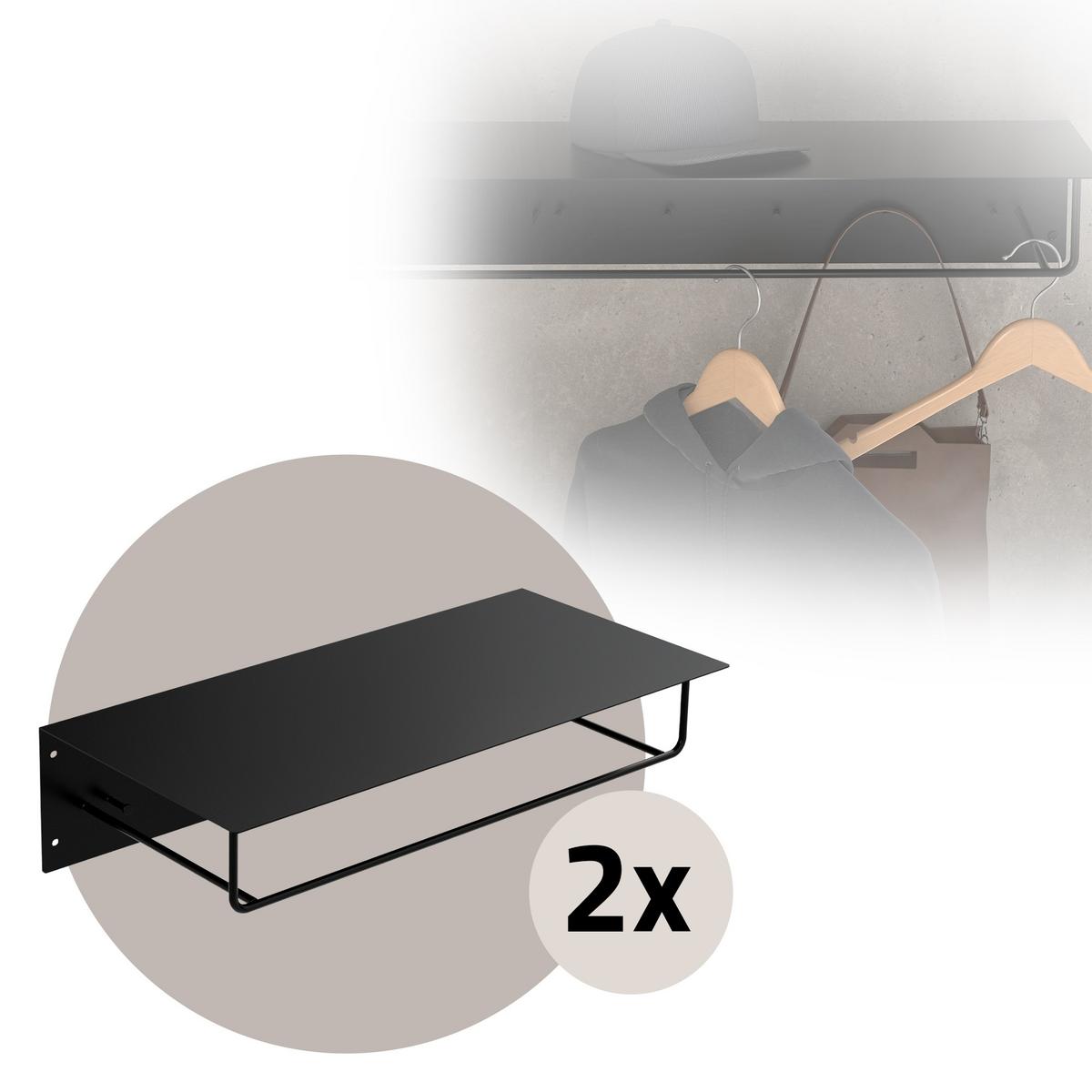 KLEIDERSTANGE 2er Set - Schwarz, Metall (30/15/60cm) - ML-DESIGN