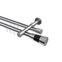 GARDINENSTANGE INNENLAUF Prestige Tanara 540 cm (geteilt in 3 x 180 cm), 2-läufig, 20 mm Ø Chrom - Chromfarben/Schwarz, Metall (540cm) - INTERDECO