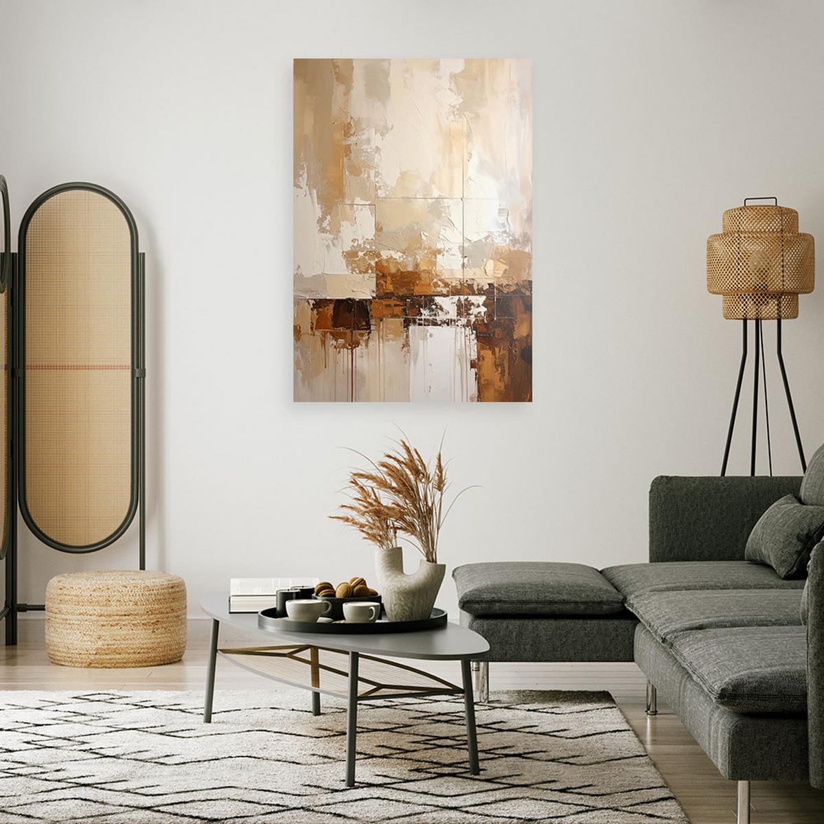 BILD auf Leinwand, Beige moderne Abstrakt - Braun, Textil (60/90cm) - Feeby