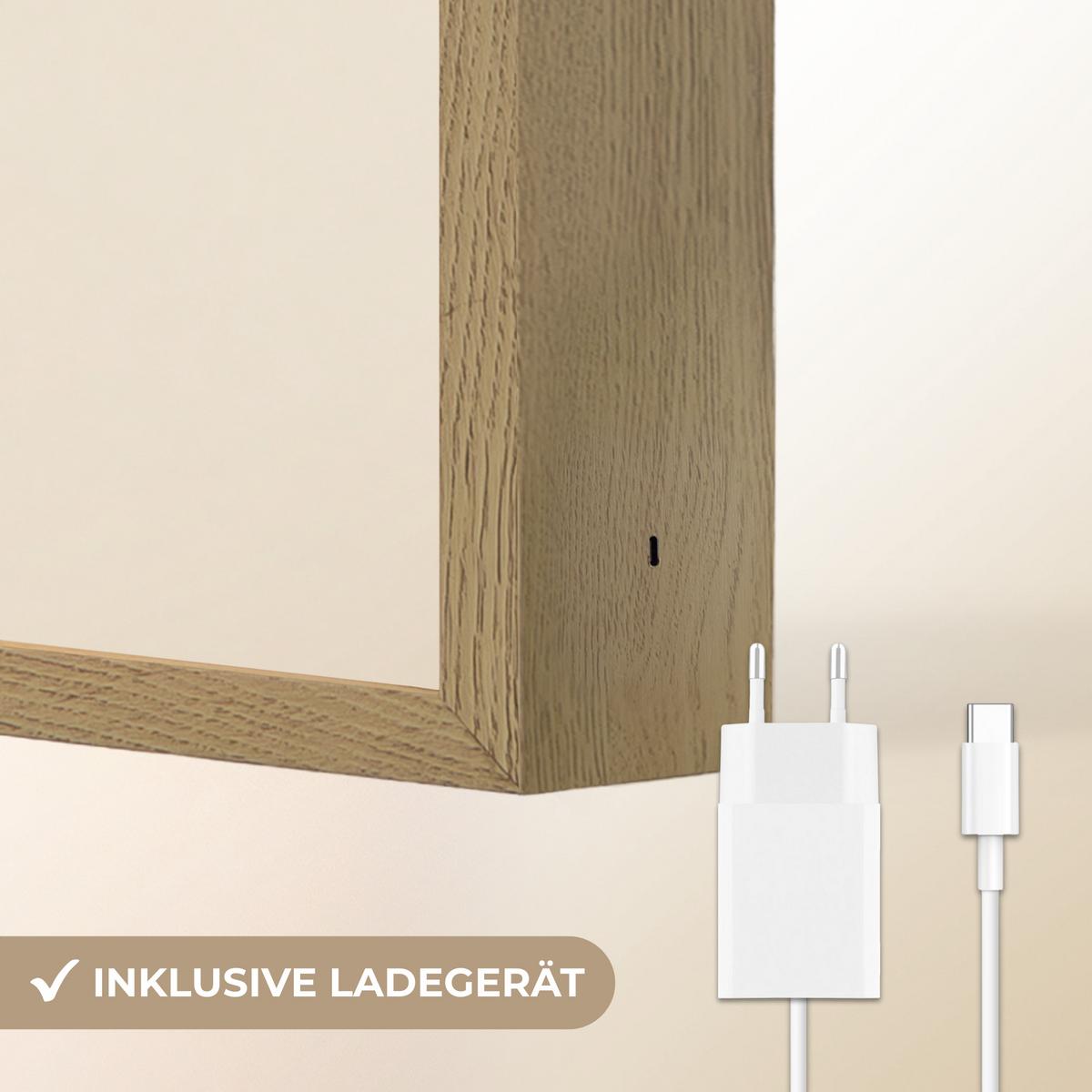 WANDLEUCHTE MIT AKKU Formen - Blau - Abstrakt 90x60 cm - Dunkelblau, Holzwerkstoff (90/60/8cm) - OnlyWow