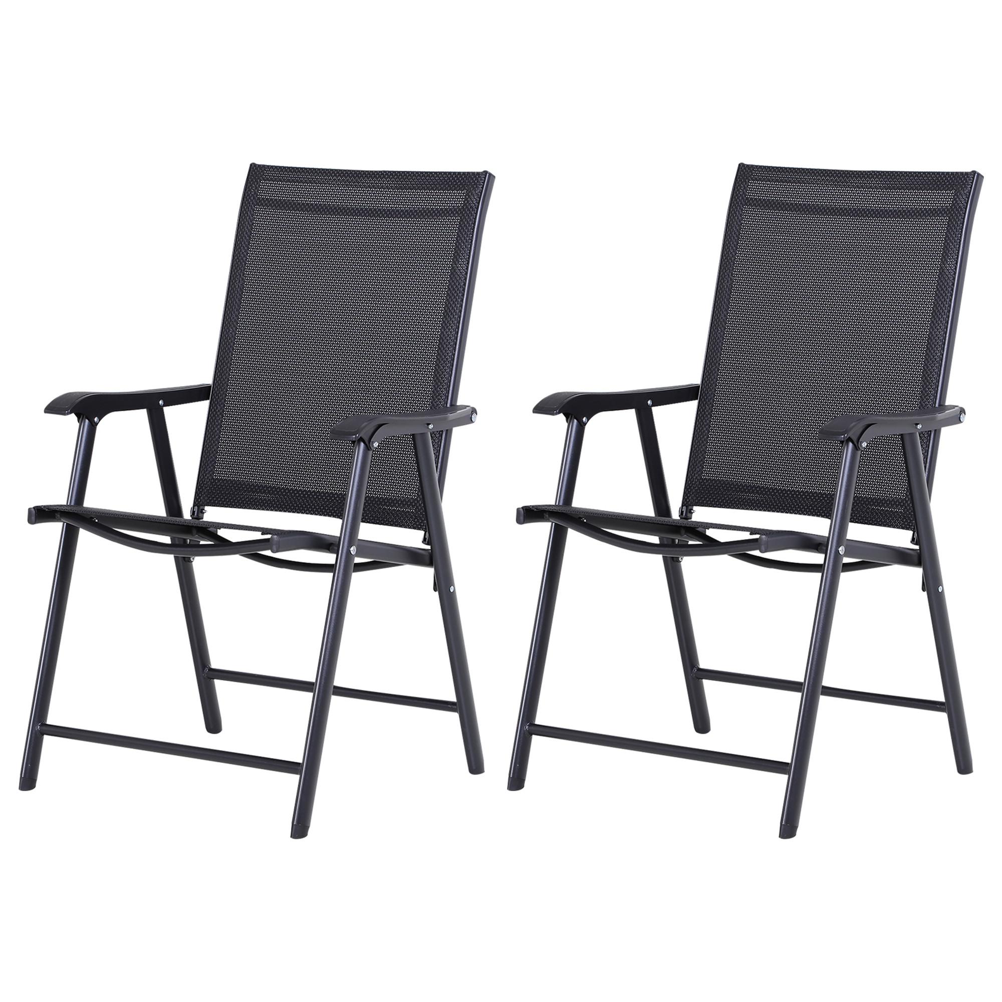 KLAPPSTUHL mit Armlehne 2er-Set Campingstuhl Angelstuhl Metall Schwarz - Schwarz, Metall (64/94/58cm) - Outsunny