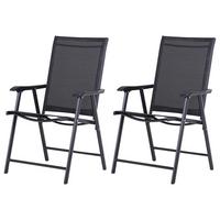 KLAPPSTUHL mit Armlehne 2er-Set Campingstuhl Angelstuhl Metall Schwarz - Schwarz, Metall (64/94/58cm) - Outsunny