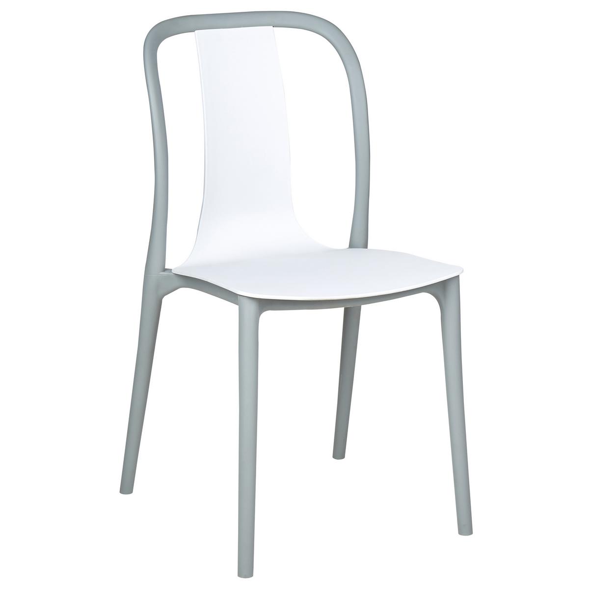 GARTENSTUHL 8er-Set Kunststoff weiß/grau Spezia - Weiß/Grau, Kunststoff (42/89/49cm) - Beliani